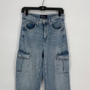 🧳 GAP High Rise wide leg cargo skate Jeans - Light Blue